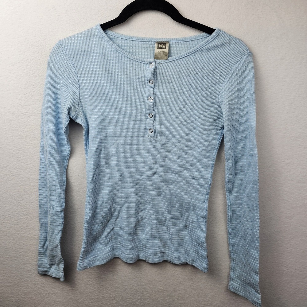 REI Shirt Woman's Size Small Blue Long Sleeve 1/2 Snap